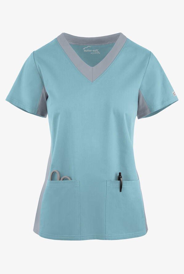 Butter-Soft STRETCH Women's 3-Pocket Contrast Scrub Top