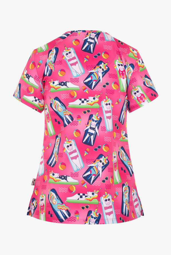 Zavate Poolside Unicorns Women's Scrub Top
