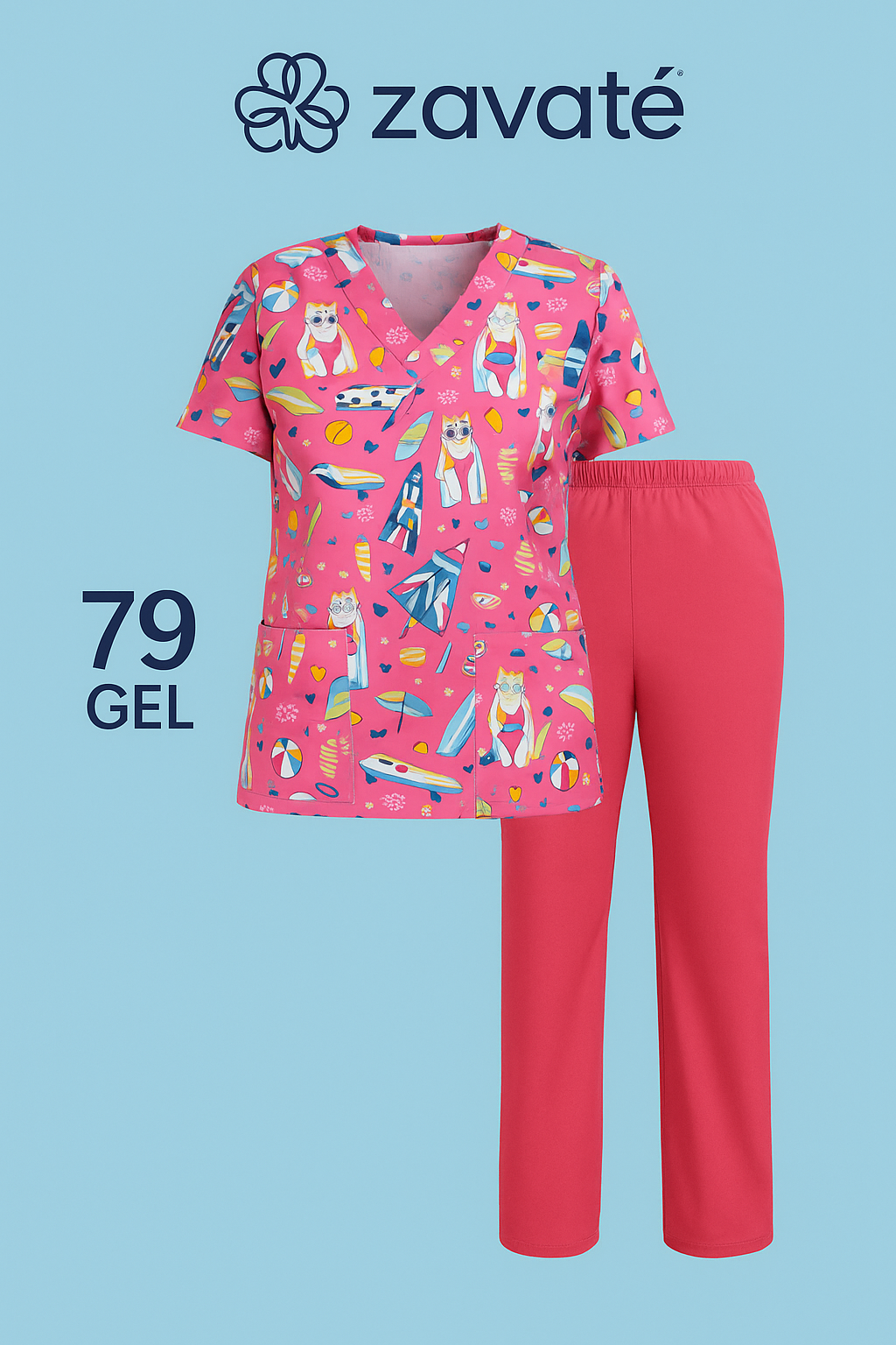 ქალის სამედიცინო კომპლექტი — M ზომის ზედა + შარვალი