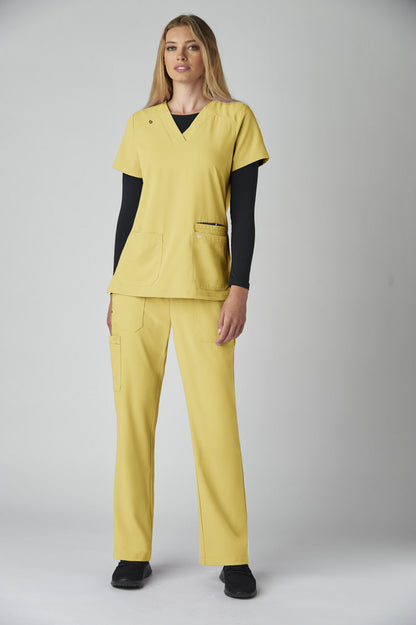 koi Next Gen Hustle and Heart Women's Top Butter Yellow