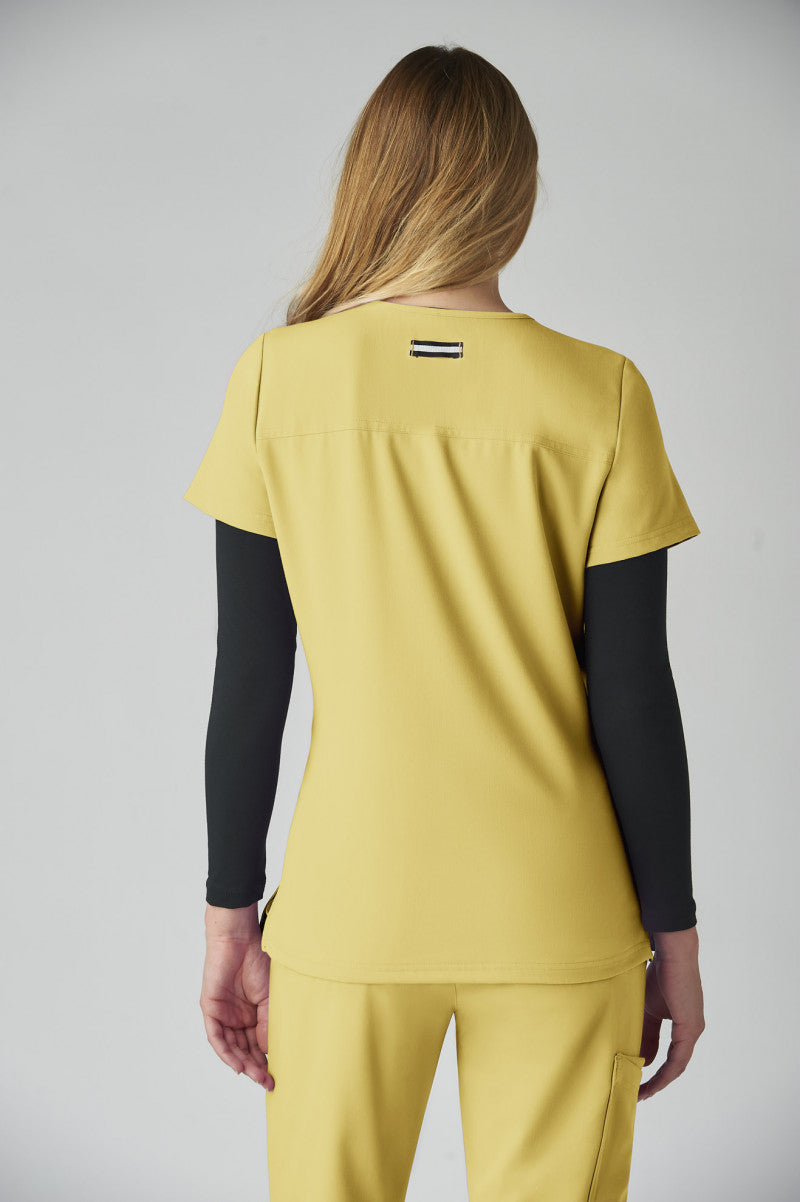koi Next Gen Hustle and Heart Women's Top Butter Yellow
