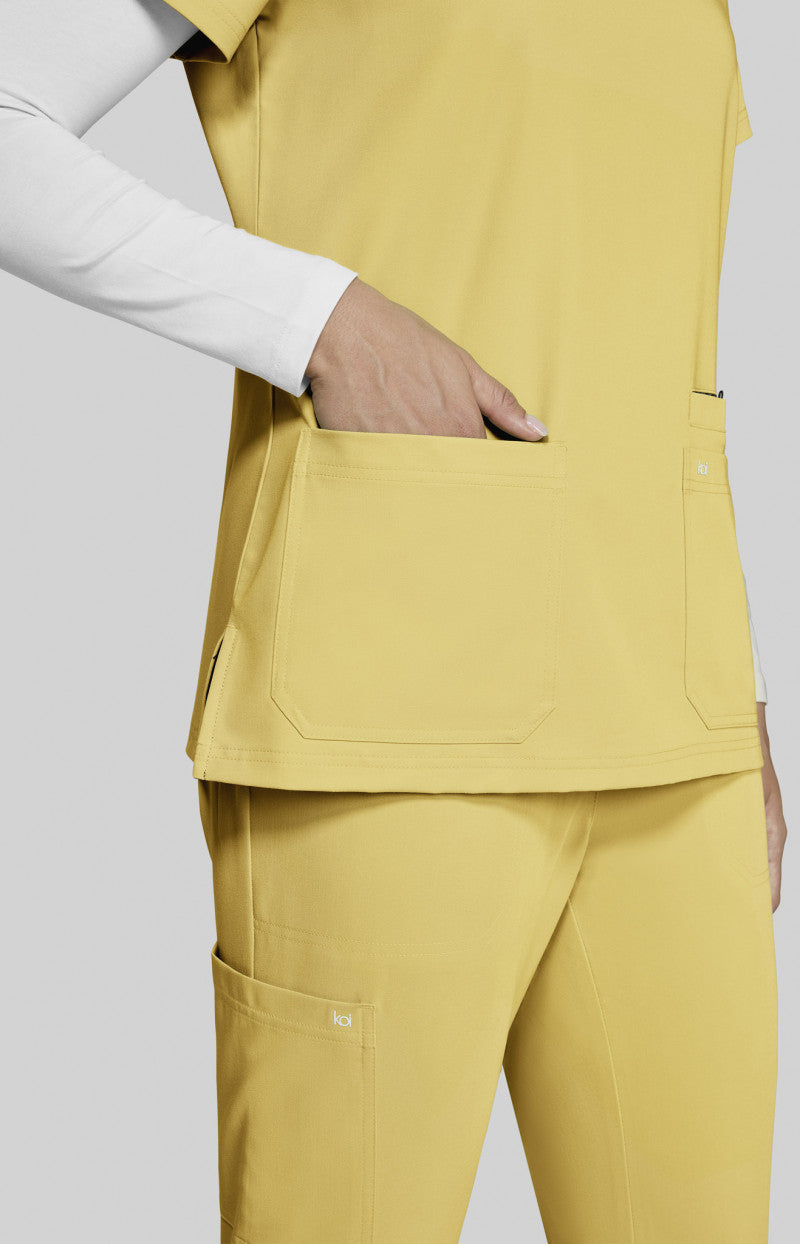 koi Next Gen Hustle and Heart Women's Top Butter Yellow