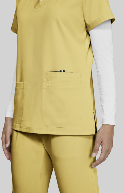 koi Next Gen Hustle and Heart Women's Top Butter Yellow