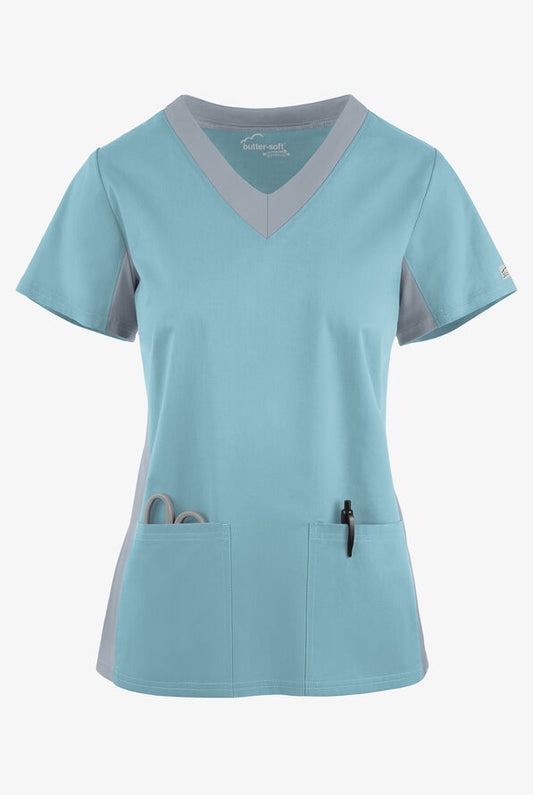 Butter-Soft STRETCH Women's 3-Pocket Contrast Scrub Top