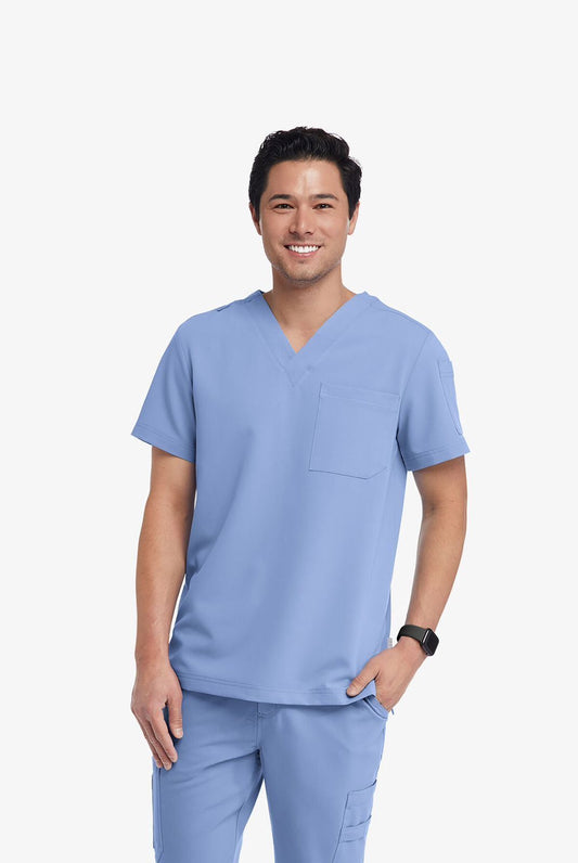 Keswi Men's 3-Pocket V-Neck Scrub Top