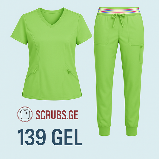 ქალის სამედიცინო კომპლექტი — M ზომის ზედა + S ზომის შარვალი