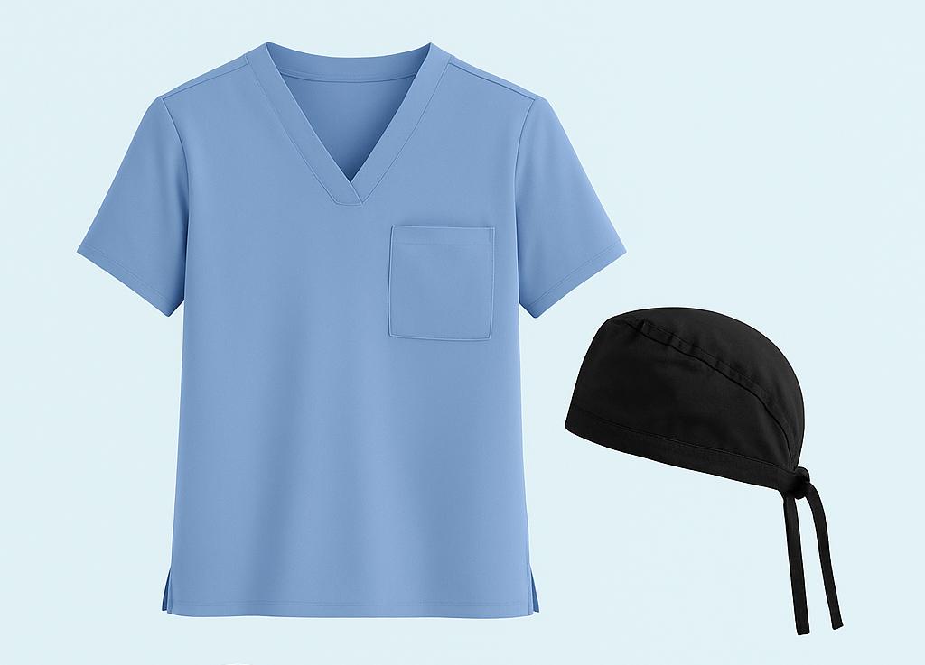 მამაკაცის სამედიცინო კომპლექტი — S ზომის ზედა + ქუდი