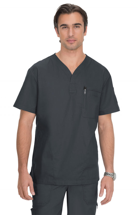 koi Classics Jason Men's 4-Pocket Henley Neck Scrub Top