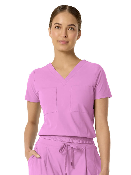 Women's Two-Pocket CELINE Tuck Band V-Neck Top