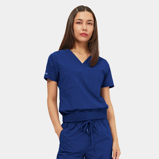 Women's Two-Pocket LUNA Tuck Band V-Neck Top